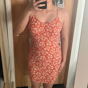 Floral Orange Bodycon Dress